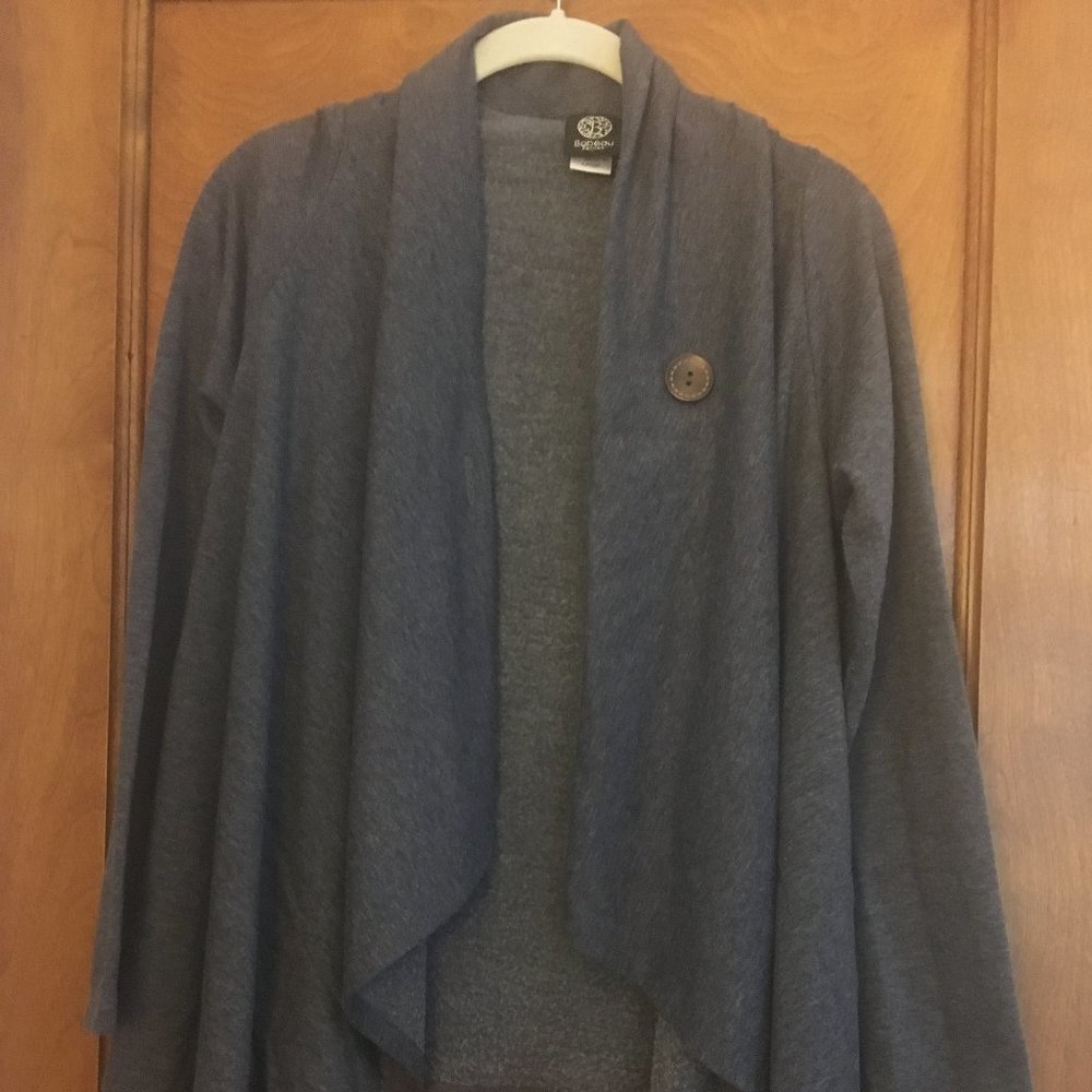 Bobeau Purple/Grey Waterfall Cardigan